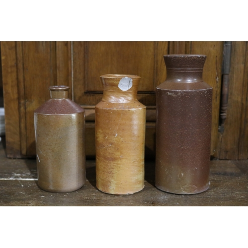 371 - Three antique ink pots, approx 19cm H and shorter (3)