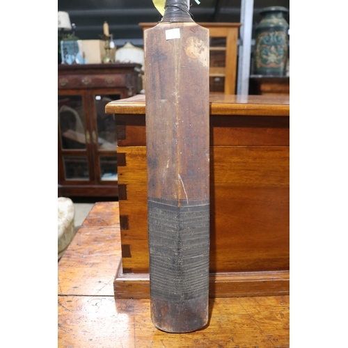 159 - An old Len Hutton cricket bat, appears to have a signature to the back and a stickman drawing