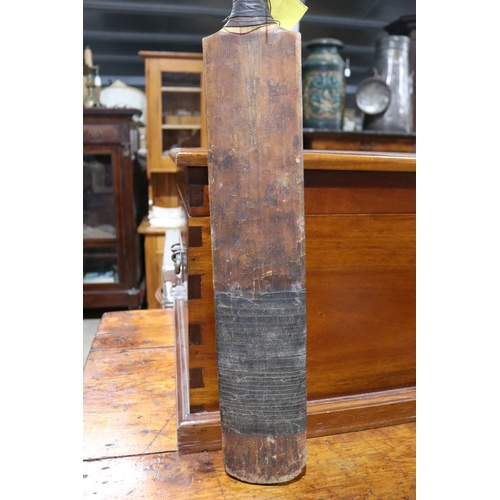159 - An old Len Hutton cricket bat, appears to have a signature to the back and a stickman drawing