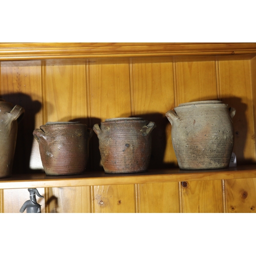 216 - Five antique 19th century French pottery pots, approx 19cm H and shorter (5)