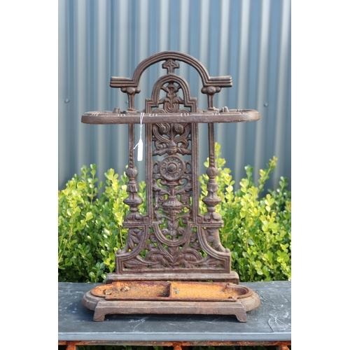 326 - Antique French cast iron umbrella stand, approx 57cm H x 39cm W