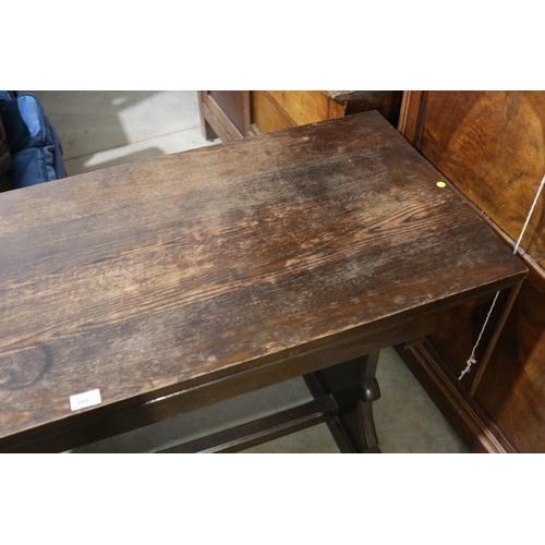 355 - Antique Oak Gothic hall table,  approx 78cm H x 137cm W x 51cm D