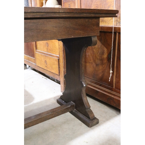 355 - Antique Oak Gothic hall table,  approx 78cm H x 137cm W x 51cm D