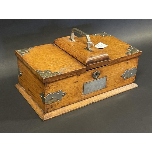 729 - Victorian oak silver plate mounted stationery box of Boxer Rebellion and Australian interest, the to... 