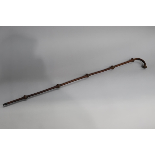 731 - Wooden walking stick, split to handle, approx 87cm L