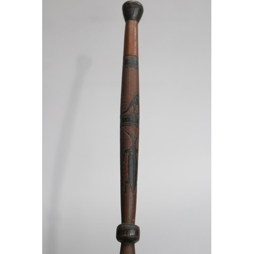 733 - Australian motif walking stick, approx 94cm L