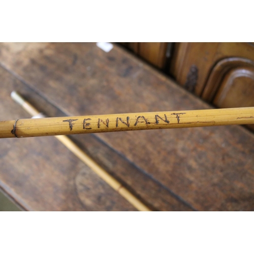 736 - The Queens Royals,  pommel swagger stick, along with a cane stick poker worked with the name Tennant... 