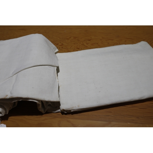 160 - Two linen sheets one embroided with E.L and the other plain, please note there will be no measuremen... 