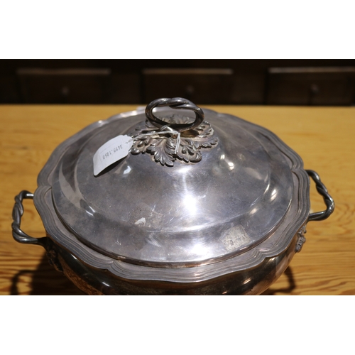 241 - Fine antique French twin handled  lidded soup tureen, unmarked, approx 22cm H x 29cm W