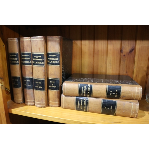 245 - Set of six fine antique French leather spine books, Dictionaire De La Bible  (6)