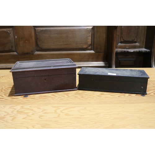 247 - Two antique wooden boxes, approx 14cm H x 31cm W x 16cm D and smaller (2)
