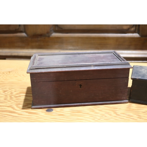 247 - Two antique wooden boxes, approx 14cm H x 31cm W x 16cm D and smaller (2)