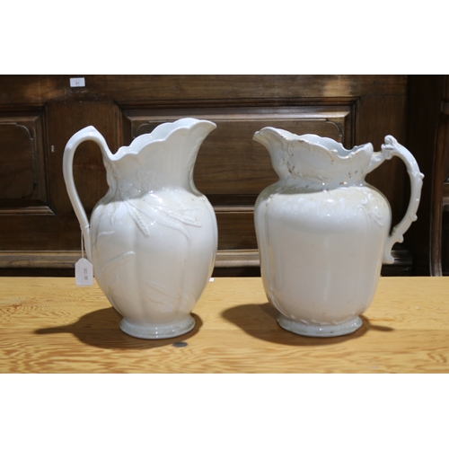 250 - Two antique white China water jugs, one by Meakin, approx 32cm H and shorter (2)