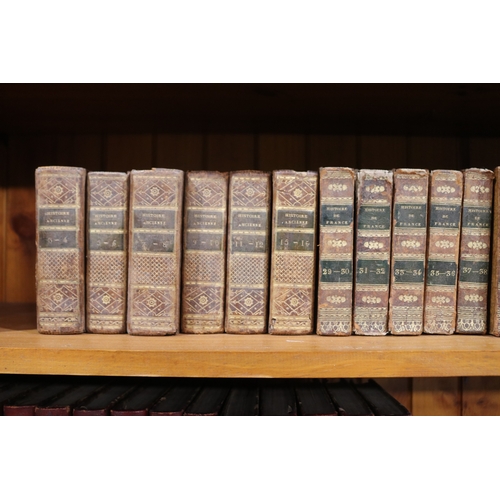 254 - Two sets of early antique French leather bound books, one set dated 1815 & the other dated 1830 both... 