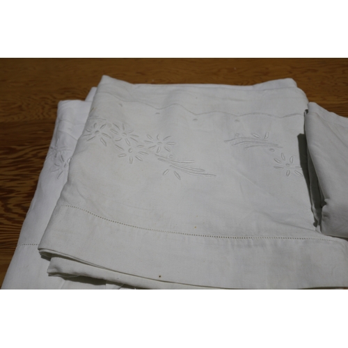 273 - Two antique French linen sheets, one embroidered A.M and the other M.G, (please note no measurements... 