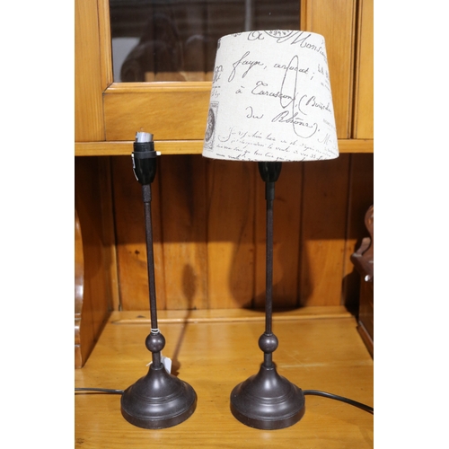 150 - Pair of modern lamps, one missing shade, each approx 41cm H excluding shade (2)