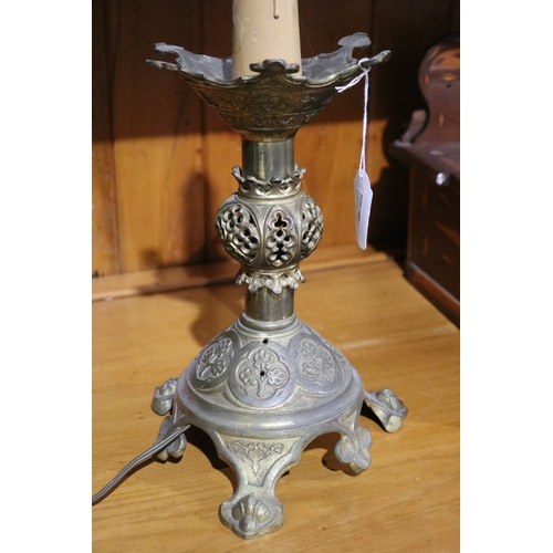 151 - French cast brass eclestacial lamp, approx 43cm H