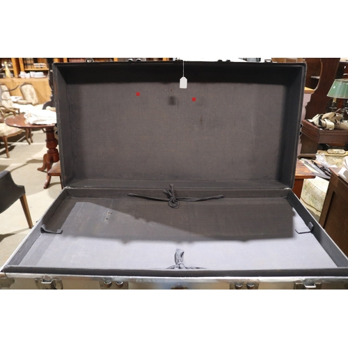 161 - Vintage aluminium trunk, approx 54cm H x 102cm W x 53cm D