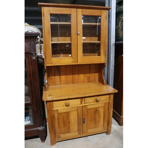 163 - Antique pine two height dresser, approx 196cm H x 107cm W x 56cm D