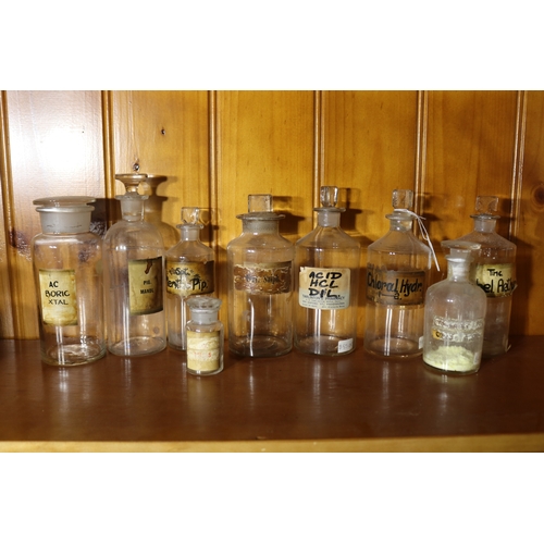 221 - Assortment of antique apocethary jars / bottles, approx 22cm H and shorter (9)