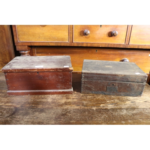 224 - Two antique wooden boxes, approx 15cm H x 34cm W x 22cm D and smaller (2)