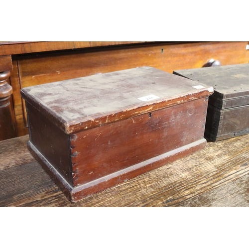 224 - Two antique wooden boxes, approx 15cm H x 34cm W x 22cm D and smaller (2)