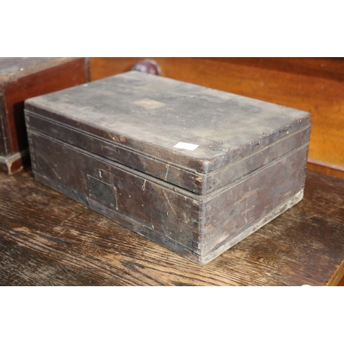 224 - Two antique wooden boxes, approx 15cm H x 34cm W x 22cm D and smaller (2)