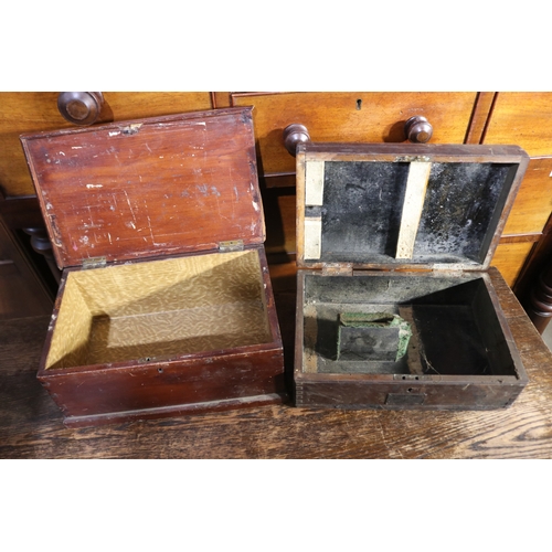 224 - Two antique wooden boxes, approx 15cm H x 34cm W x 22cm D and smaller (2)