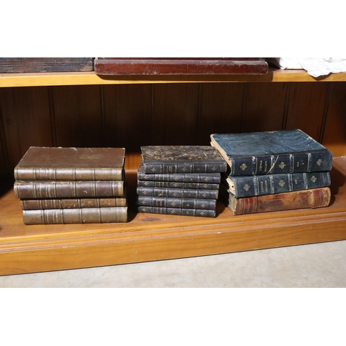 226 - Assorted antique and vintage French books, with leather spines, approx 13