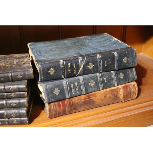 226 - Assorted antique and vintage French books, with leather spines, approx 13