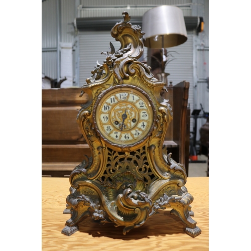 288 - Antique French Rococo revival mantle clock, Vincent Catlleux of la Fleche, unknown working order, ha... 