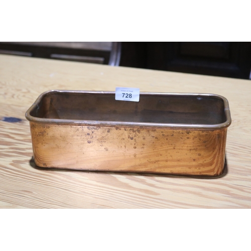 728 - Antique French copper rectangular tray