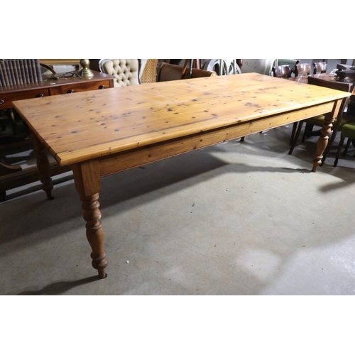 180 - Pine country table, approx 76cm H x 246cm W x 107cm D