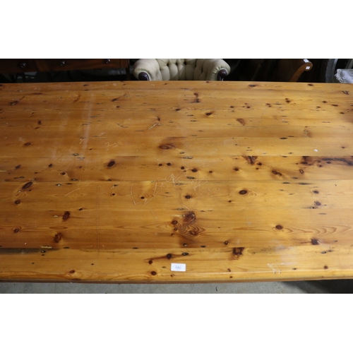 180 - Pine country table, approx 76cm H x 246cm W x 107cm D