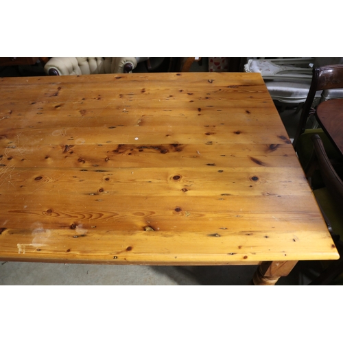 180 - Pine country table, approx 76cm H x 246cm W x 107cm D
