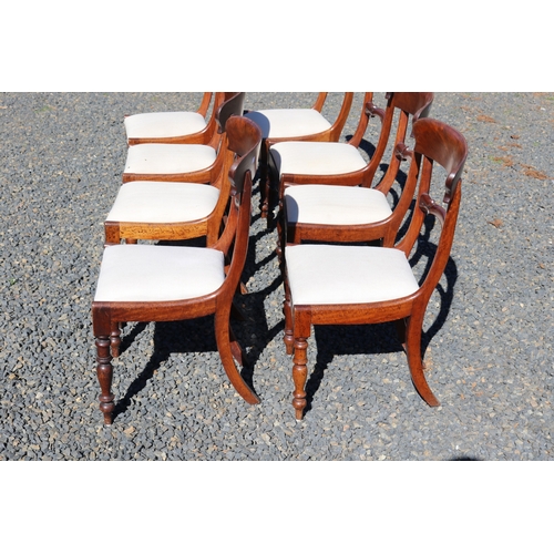 302 - Set of eight antique mid 19th century bar back dining chairs, drop on seats (8)