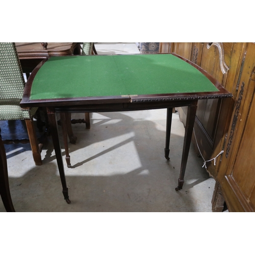 340 - Edwardian fold over games table, 
approx 75cm H x 76cm W x 44cm D