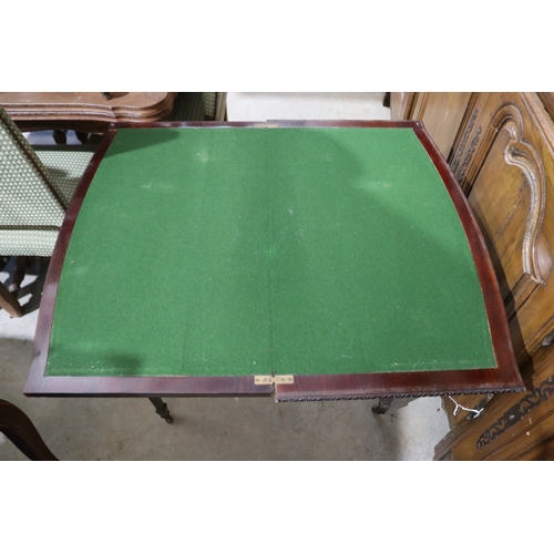 340 - Edwardian fold over games table, 
approx 75cm H x 76cm W x 44cm D