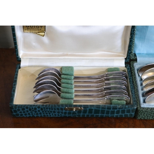 756 - Three antique French cased sets of spoons and forks, various makers marks (3)