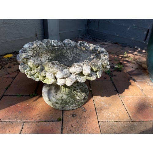 807 - Old composite stone bowl of fruit bird bath