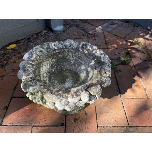 807 - Old composite stone bowl of fruit bird bath