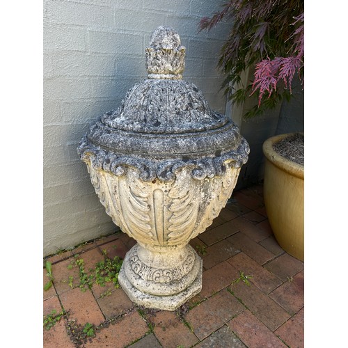 812 - Large composite stone lidded finial