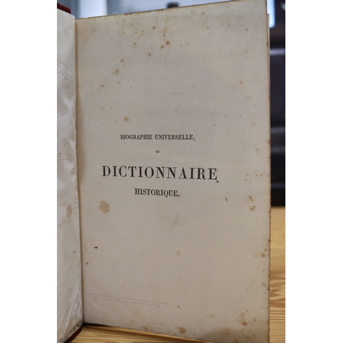 248 - French 1839 edition Dictionnaire Historique, red leather spines (5)