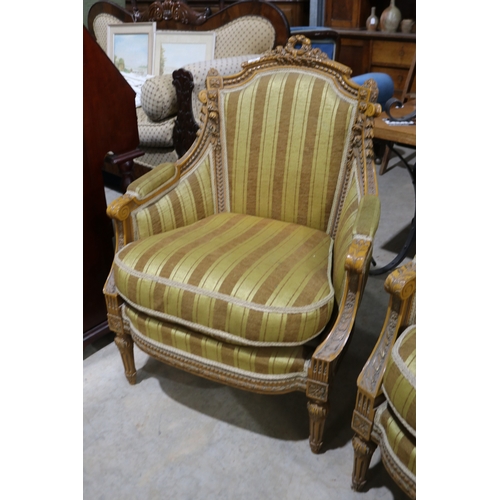 292 - Pair of vintage French Louis XVI revival armchairs, with well carved in relief, painted finish (2)