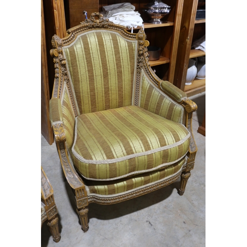 292 - Pair of vintage French Louis XVI revival armchairs, with well carved in relief, painted finish (2)