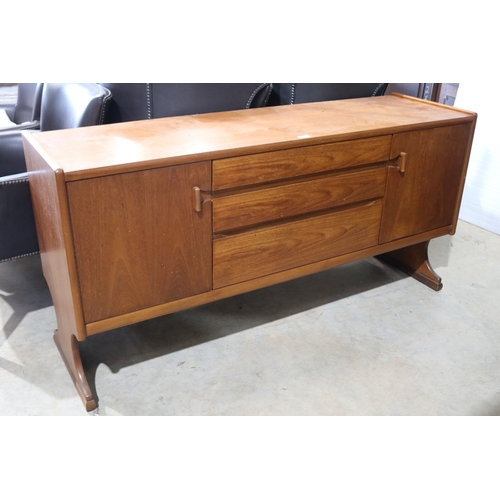 299 - 1960's English sideboard with two doors, three drawers to include a cutlery drawer, approx 77cm H x ... 