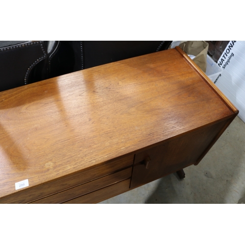 299 - 1960's English sideboard with two doors, three drawers to include a cutlery drawer, approx 77cm H x ... 