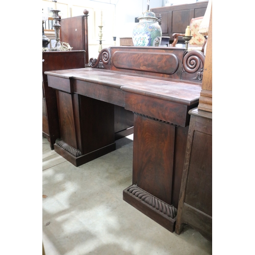 325 - Antique twin pedestal sideboard, approx 132cm H x 169cm W x 60cm D