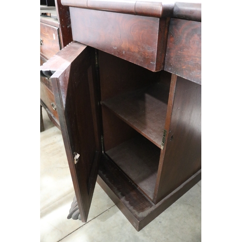 325 - Antique twin pedestal sideboard, approx 132cm H x 169cm W x 60cm D