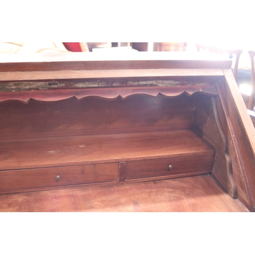 154 - Antique inlaid and parquetry bureau, approx 109cm H x 91cm W x 46cm D